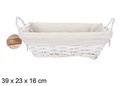 Cesta mimbre rectangular con asas color blanco con tela 39x23 cm