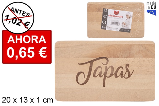 [112526] Tabla madera rectangular decorada tapas 20x13cm