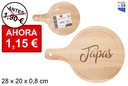 Tabla madera redonda con mango decorada Tapas 28x20 cm