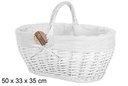 Cesta mimbre ovalada con asa color blanco con tela 50x33 cm