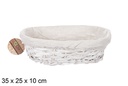 Cesta mimbre ovalada color blanco con tela 35x25 cm