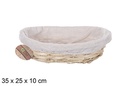 Cesta oval de vime cor mel com tecido 35x25 cm