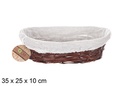Cesta mimbre ovalada color caoba con tela 35x25 cm