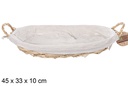 Cesta mimbre ovalada con asas color miel con tela 45x33 cm