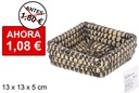 Mini square corn basket sewn black plastic 13x5 cm