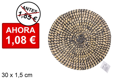 [111849] Black plastic sewn round corn trivet 30 cm