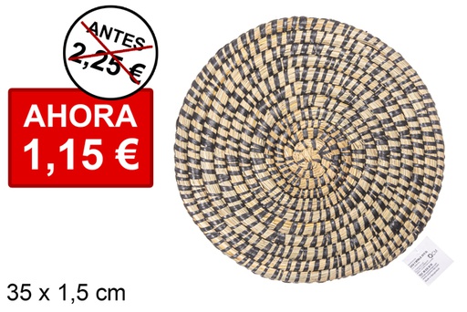 [111853] Black plastic sewn round corn trivet 35 cm