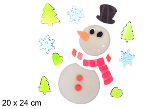 [114425] adesivo de gel boneco de neve para decorar 20x24cm