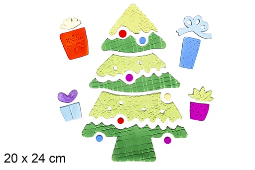 [114426] adesivo de gel árvore de natal para decorar 20x24cm