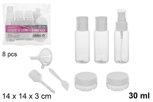 [112434] Estuche 8 piezas cosmética de viaje blanco 30 ml