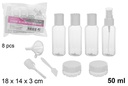 Estuche 9 piezas cosmética de viaje blanco 50 ml