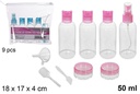 Estuche 9 piezas cosmética de viaje color surtido 50 ml