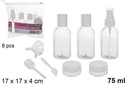 Estuche 8 piezas cosmetica de viaje blanco 75 ml
