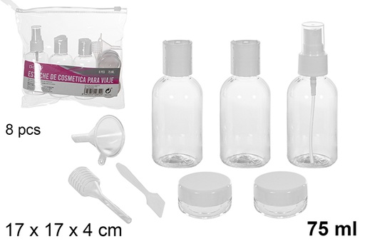 [112852] Estuche 8 piezas cosmetica de viaje blanco 75 ml
