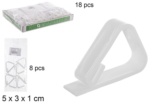 [108918] Pack 8 grampos de toalha de mesa de plástico branco