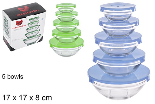 [104791] Pack 5 glass bowls 