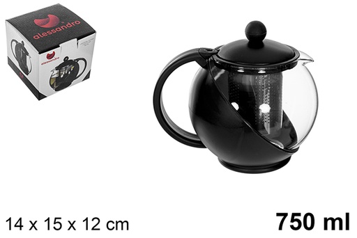[113034] Verseuse à café/thé avec filtre noire 750 ml