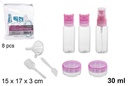 Estuche 8 piezas cosmética de viaje color surtido 30 ml