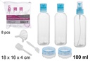 Estuche 8 piezas cosmética de viaje color surtido 100 ml