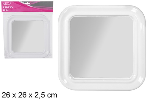 [113585] Miroir carré blanc 26 cm