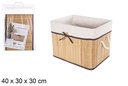 Caja organizadora bambú plegable forrada con lazo natural 40x30x30 cm
