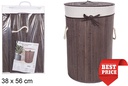 Ropero bambú plegable redondo con forro caoba 38x56 cm