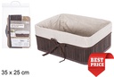 Cesta bambú plegable rectangular forrada caoba 35x25 cm
