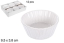 Striped round white ceramic bowl 9,5x3,8 cm