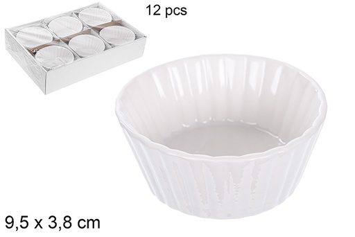 [110820] Striped round white ceramic bowl 9,5x3,8 cm