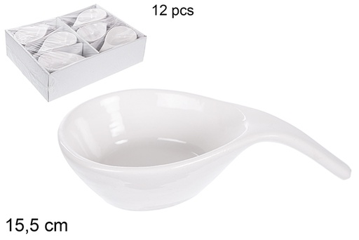 [110823] White ceramic bowl ladle shape 15,5 cm