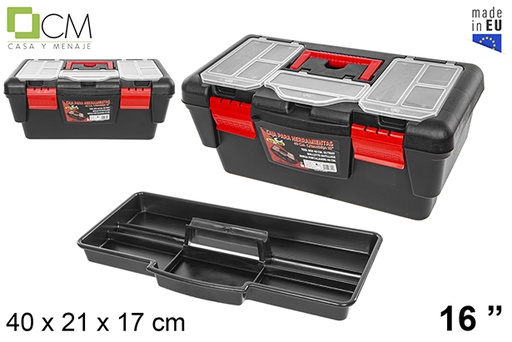 [111630] Cassetta attrezzi in plastica con vassoio 40 cm 16&quot;