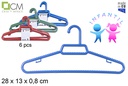 Pack 6 perchas plástico infantil colores surtidos