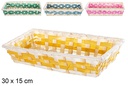 Cesta bambú rectangular cenefa colores 30x15 cm