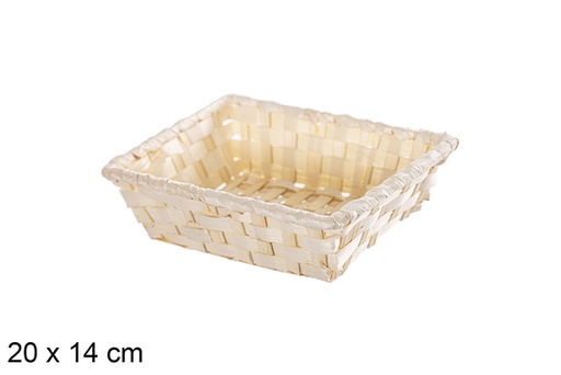 [112477] Cesta bambú rectangular color natural 20x14 cm
