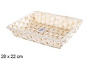 Cesta bambú rectangular natural 28x22 cm