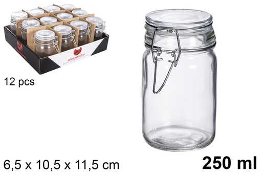 [113146] Barattolo tondo in vetro ermetico bianco 250 ml