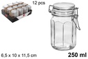 Bote cristal hexagonal hermético blanco 250 ml