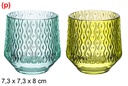 Portavela Nairobi cristal color surtido 7,3x7,3x8 cm