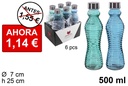 Botella cristal rayas color tapón acero 500 ml