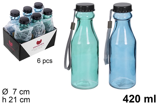 [113480] Colored glass bottle with plastic cap 420 ml