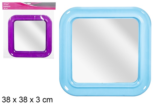 [113588] Miroir carré couleurs assorties 38 cm