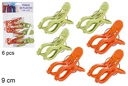 Pack 6 pinzas de plástico para ropa 9 cm