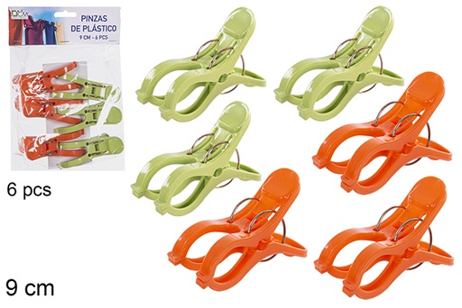 [113843] 6 pinzas de plástico para ropa 9cm