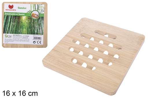 [114222] Base quadrada de bambu 16 cm