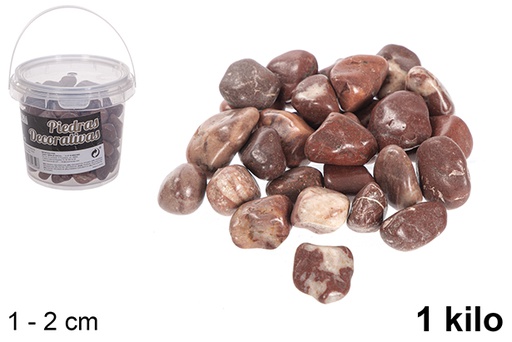 [114350] Barattolo con pietre decorative color cioccolato 1-2 cm (1 kg)