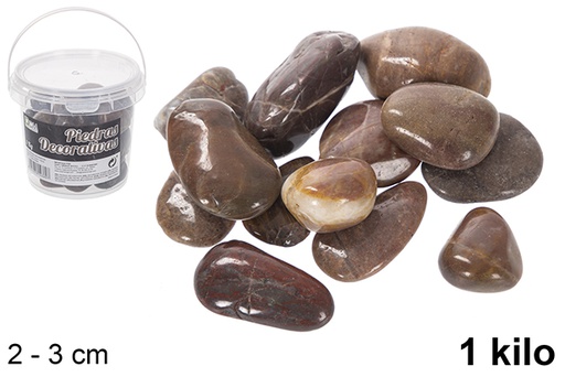 [114360] Barattolo con pietre decorative color cioccolato 2-3 cm (1 kg)