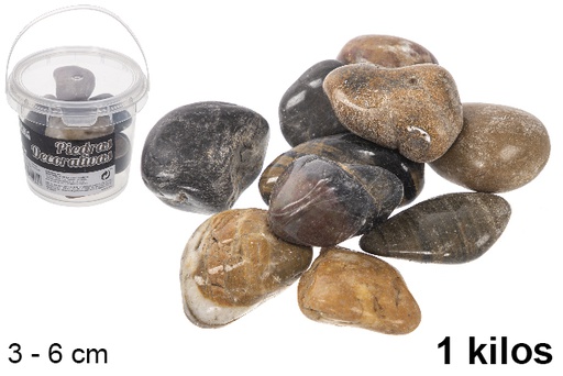 [114369] Barattolo con pietre decorative colori assortiti 3-6 cm (1 kg)