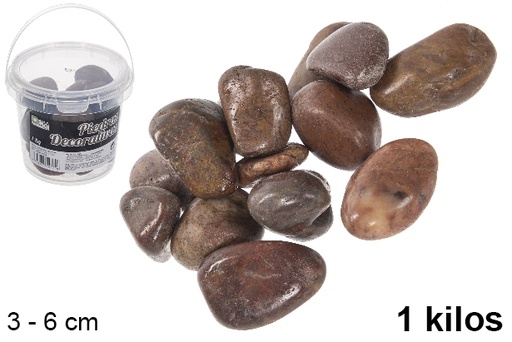 [114370] Jar with chocolate colored decorative stone 3-6 cm (1 kg)
