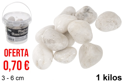 [114372] Jar with white decorative stones 3-6 cm (1 kg)