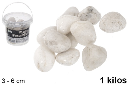 [114372] Jar with white decorative stones 3-6 cm (1 kg)